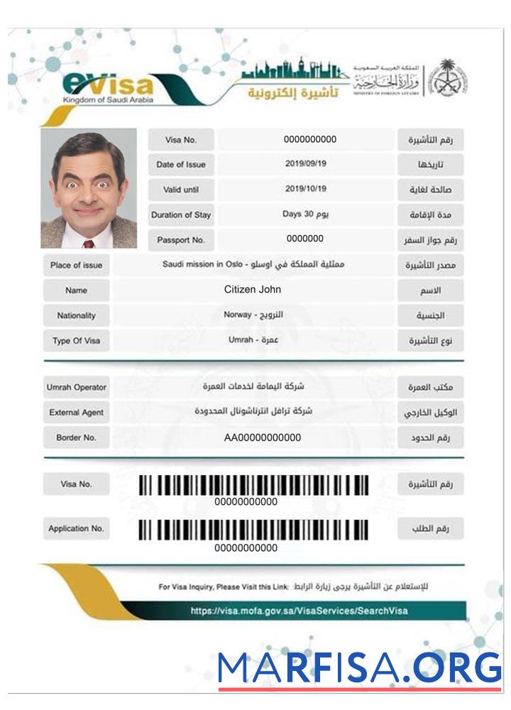 Blank Saudi Arabia e visa template